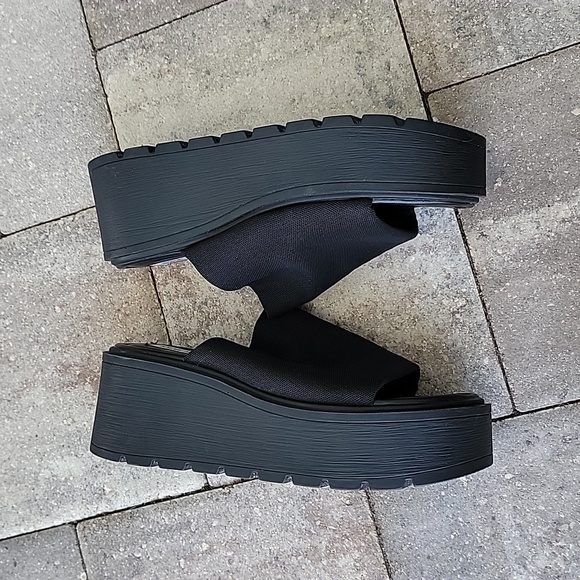 Steve Madden Platform Sandals Sz 8 Black - Picture 5 of 8